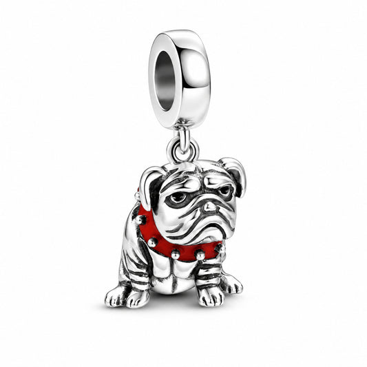 English Bulldog Charm for Bracelet, S925 Sterling Silver