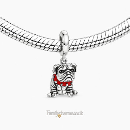 English Bulldog Charm for Bracelet, S925 Sterling Silver