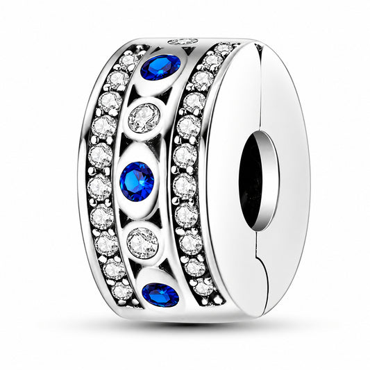 Evil Eye Lucky Charm Clip Sterling Silver Charm Hallmarked S925 for Charm Bracelet and Necklace