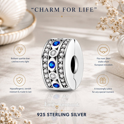 Evil Eye Lucky Charm Clip Sterling Silver Charm Hallmarked S925 for Charm Bracelet and Necklace