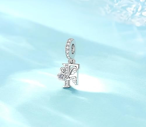 Classic Alphabet Letters A to Z Sterling Silver Dangle Charm Hallmarked S925 for Charm Bracelet and Necklace