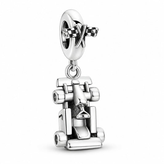 S925 Sterling Silver F1 Formula and Racing Car Charm Bracelet