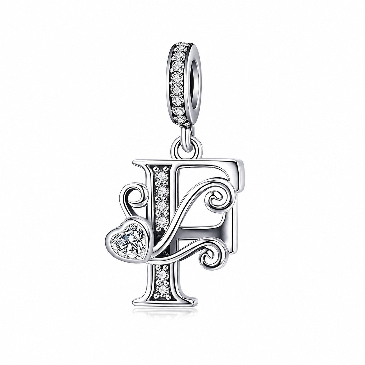 Classic Alphabet Letters A to Z Sterling Silver Dangle Charm Hallmarked S925 for Charm Bracelet and Necklace
