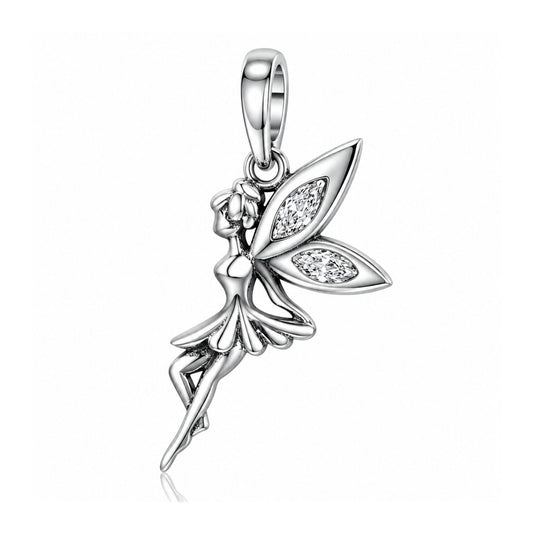 Pixel Fairy Dangle Sterling Silver Charm Hallmarked S925 for Charm Bracelet and Necklace