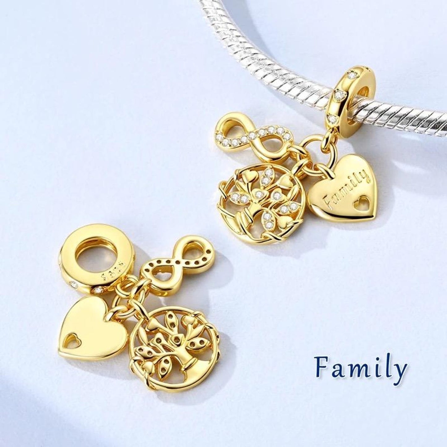Family Tree Sterling Silver Charm Hallmarked S925 for Charm Bracelet and Necklace