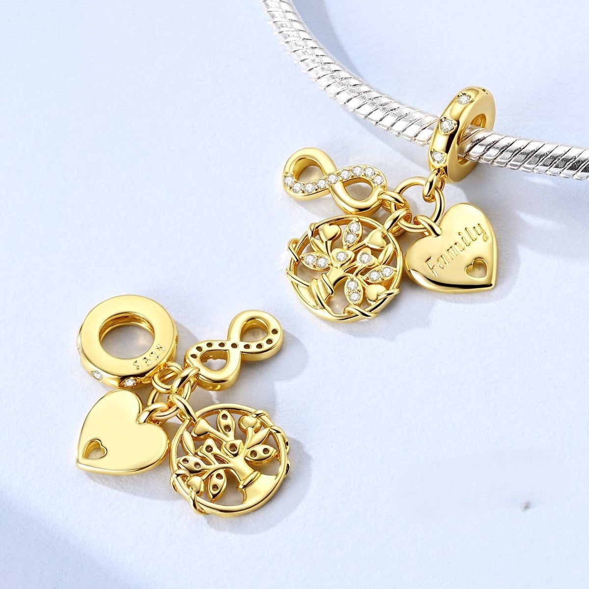 Family Tree Sterling Silver Charm Hallmarked S925 for Charm Bracelet and Necklace