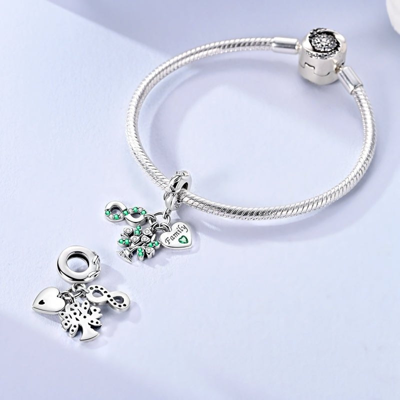Family Tree & Infinity Dangle Sterling Silver Charm Hallmarked S925 for Charm Bracelet and Necklace