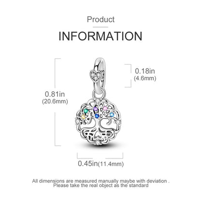 Family Tree of Life Dangle Sterling Silver Charm Hallmarked S925 for Charm Bracelet and Necklace