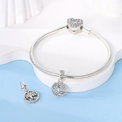 Family Tree of Life Dangle Sterling Silver Charm Hallmarked S925 for Charm Bracelet and Necklace