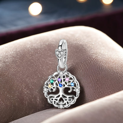 Family Tree of Life Dangle Sterling Silver Charm Hallmarked S925 for Charm Bracelet and Necklace