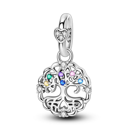 Family Tree of Life Dangle Sterling Silver Charm Hallmarked S925 for Charm Bracelet and Necklace