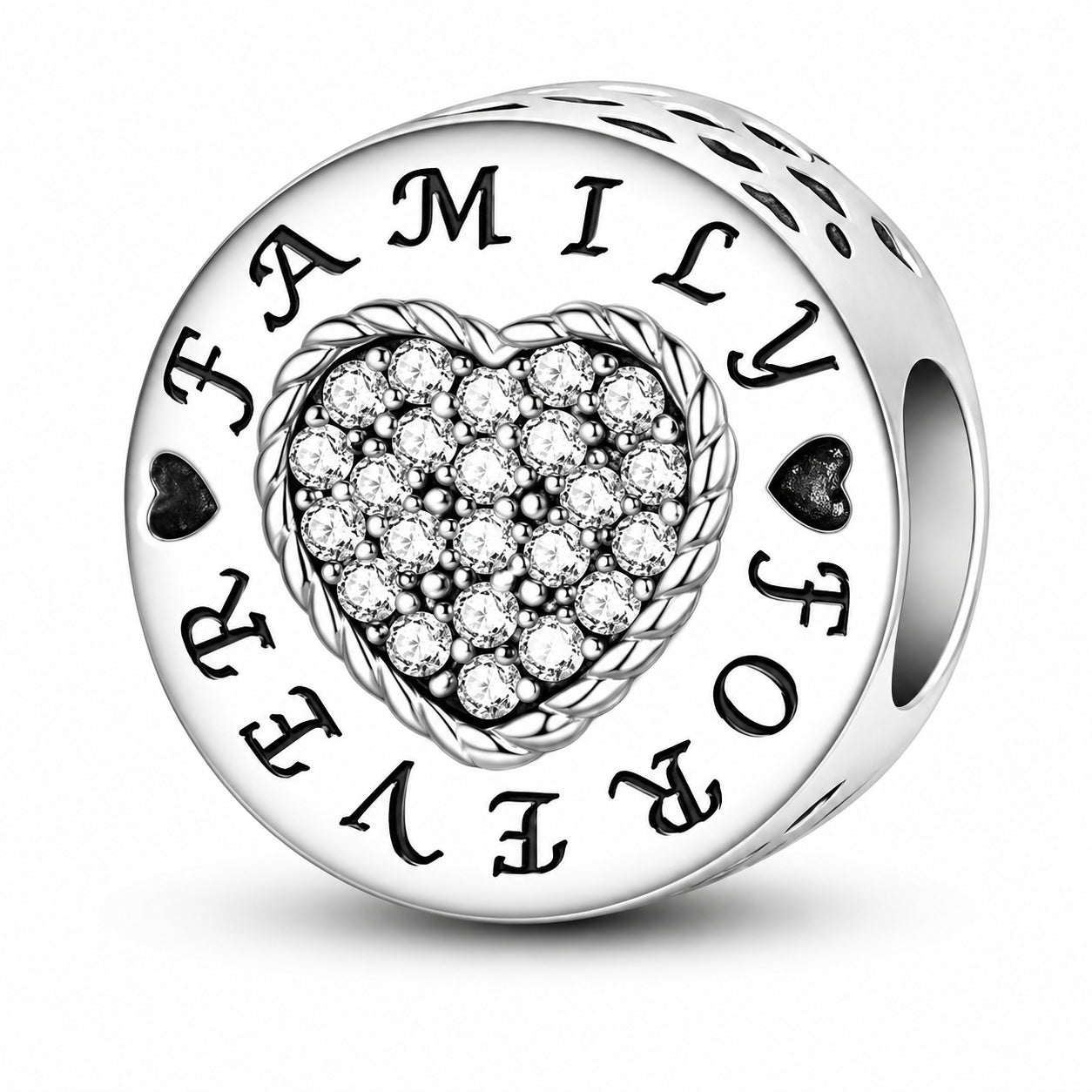 Family Forever Bead Sterling Silver Charm Hallmarked S925 for Charm Bracelet and Necklace