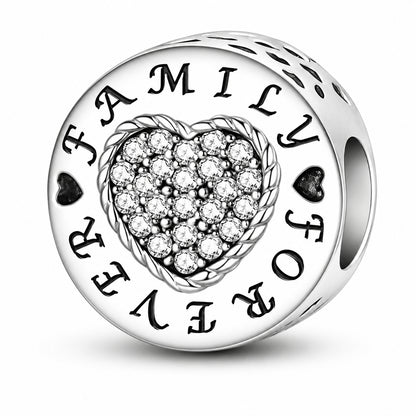 Family Forever Bead Sterling Silver Charm Hallmarked S925 for Charm Bracelet and Necklace