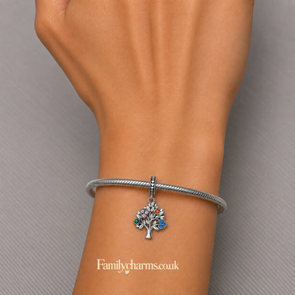 Family Tree Pendant Charm Hallmarked S925 for Charm Bracelet and Necklace