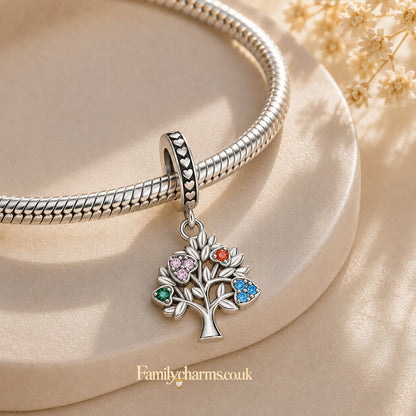Family Tree Pendant Charm Hallmarked S925 for Charm Bracelet and Necklace