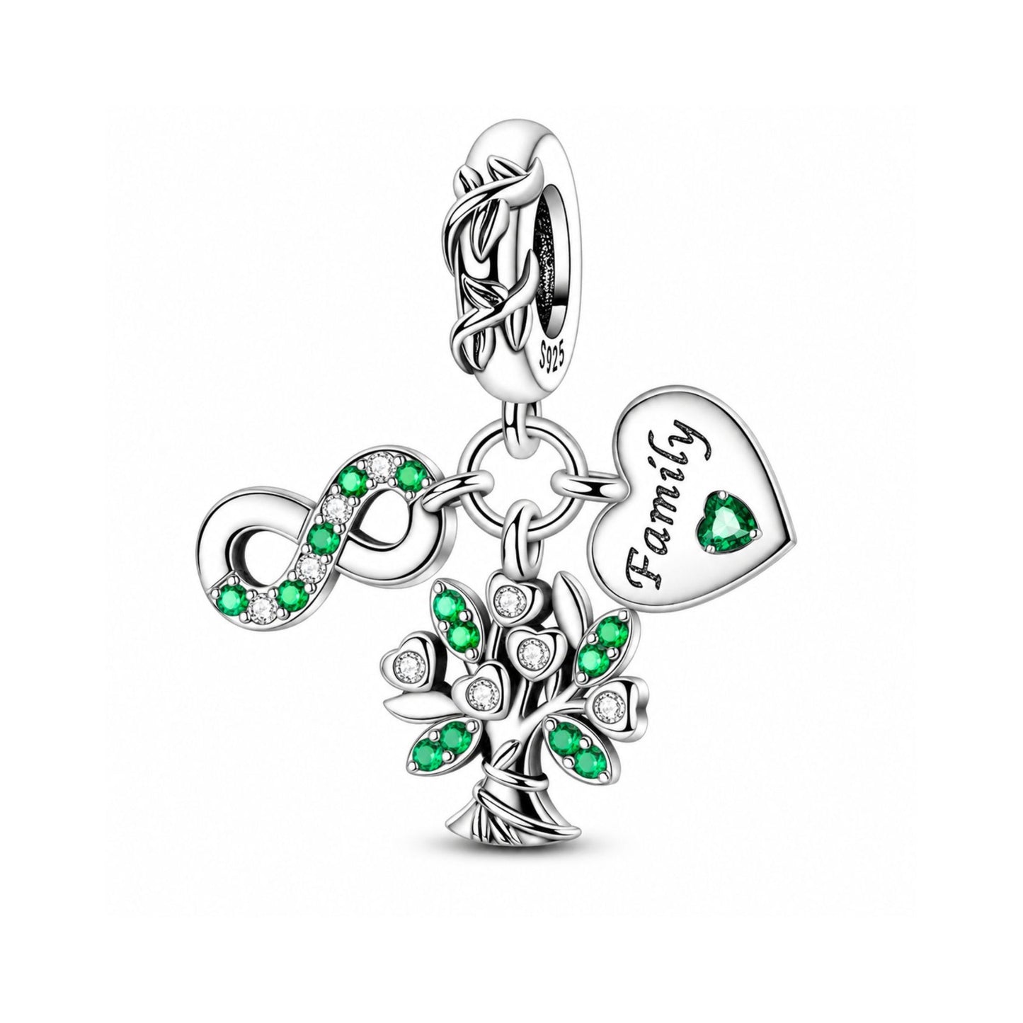 Family Tree & Infinity Dangle Sterling Silver Charm Hallmarked S925 for Charm Bracelet and Necklace