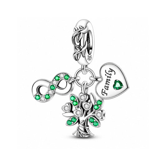 Family Tree & Infinity Dangle Sterling Silver Charm Hallmarked S925 for Charm Bracelet and Necklace