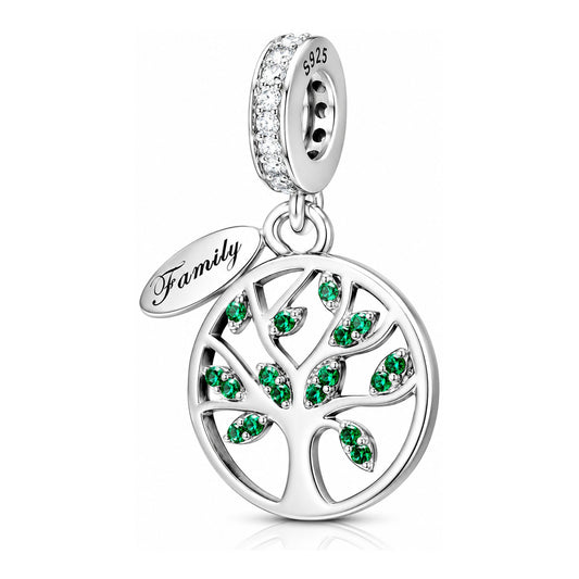 Family Tree Dangle Sterling Silver Charm Hallmarked S925 for Charm Bracelet and Necklace