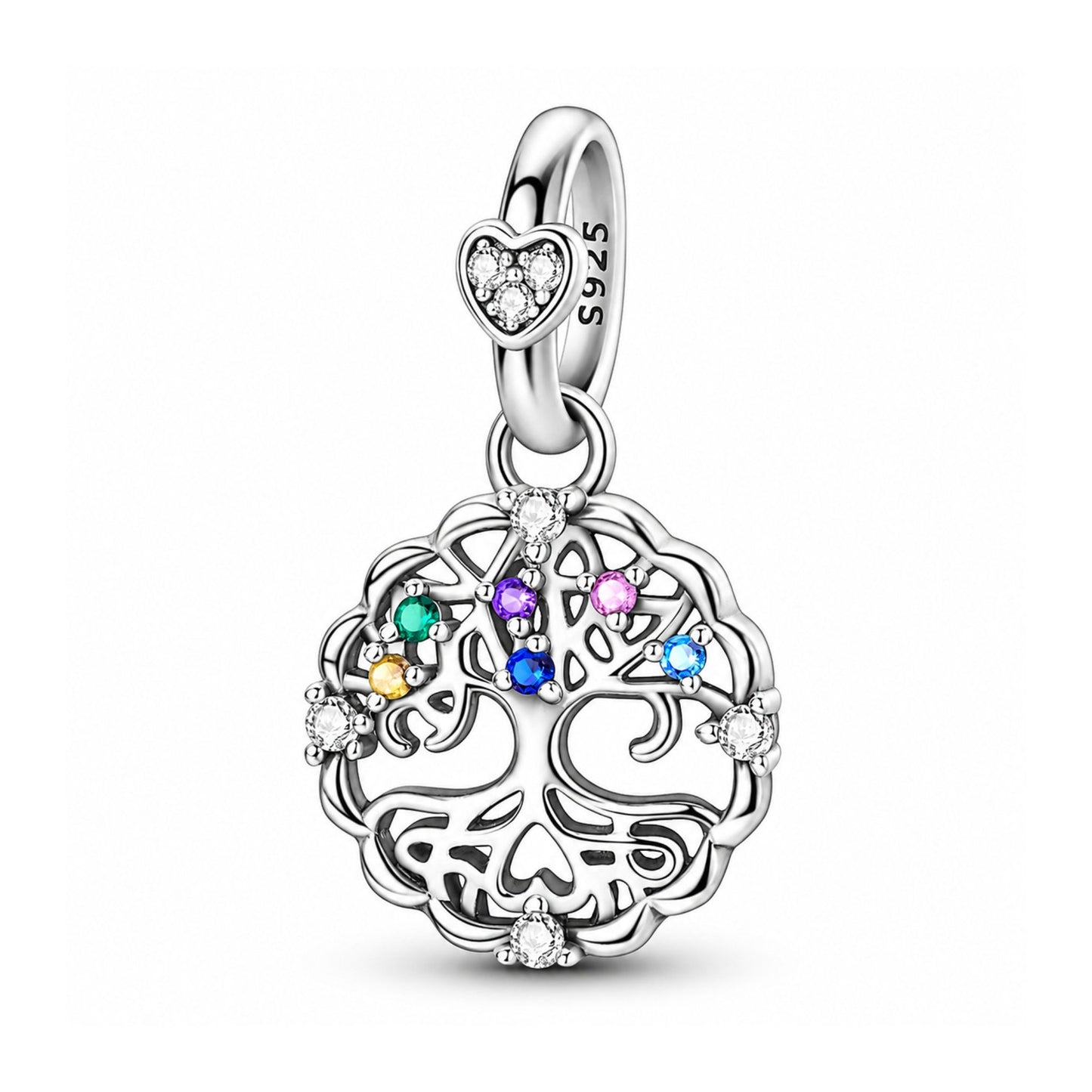 Family Tree of Life Dangle Sterling Silver Charm Hallmarked S925 for Charm Bracelet and Necklace