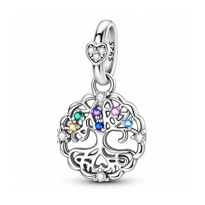 Family Tree of Life Dangle Sterling Silver Charm Hallmarked S925 for Charm Bracelet and Necklace