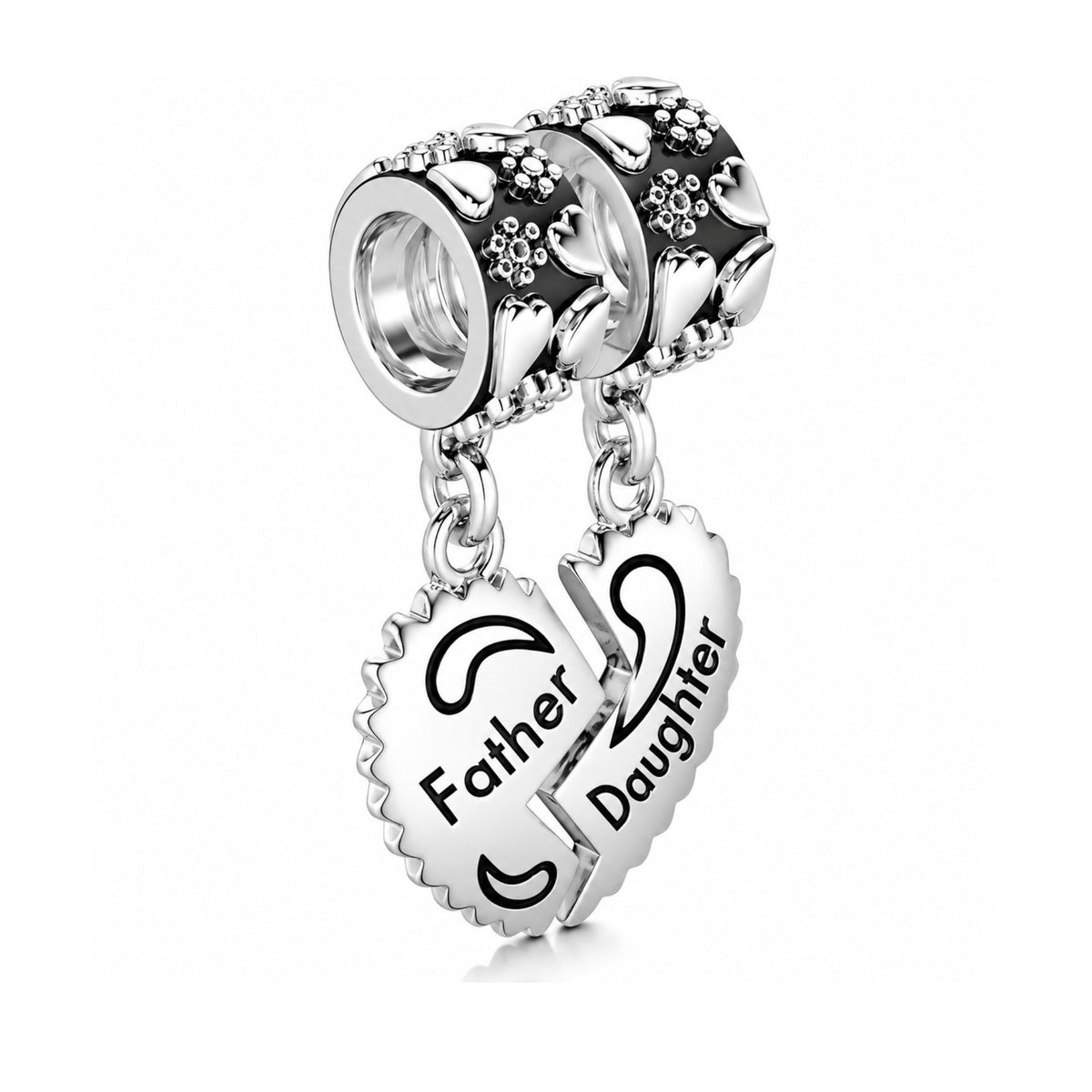 Father Daughter Dangle Sterling Silver Charm Hallmarked S925 for Charm Bracelet and Necklace