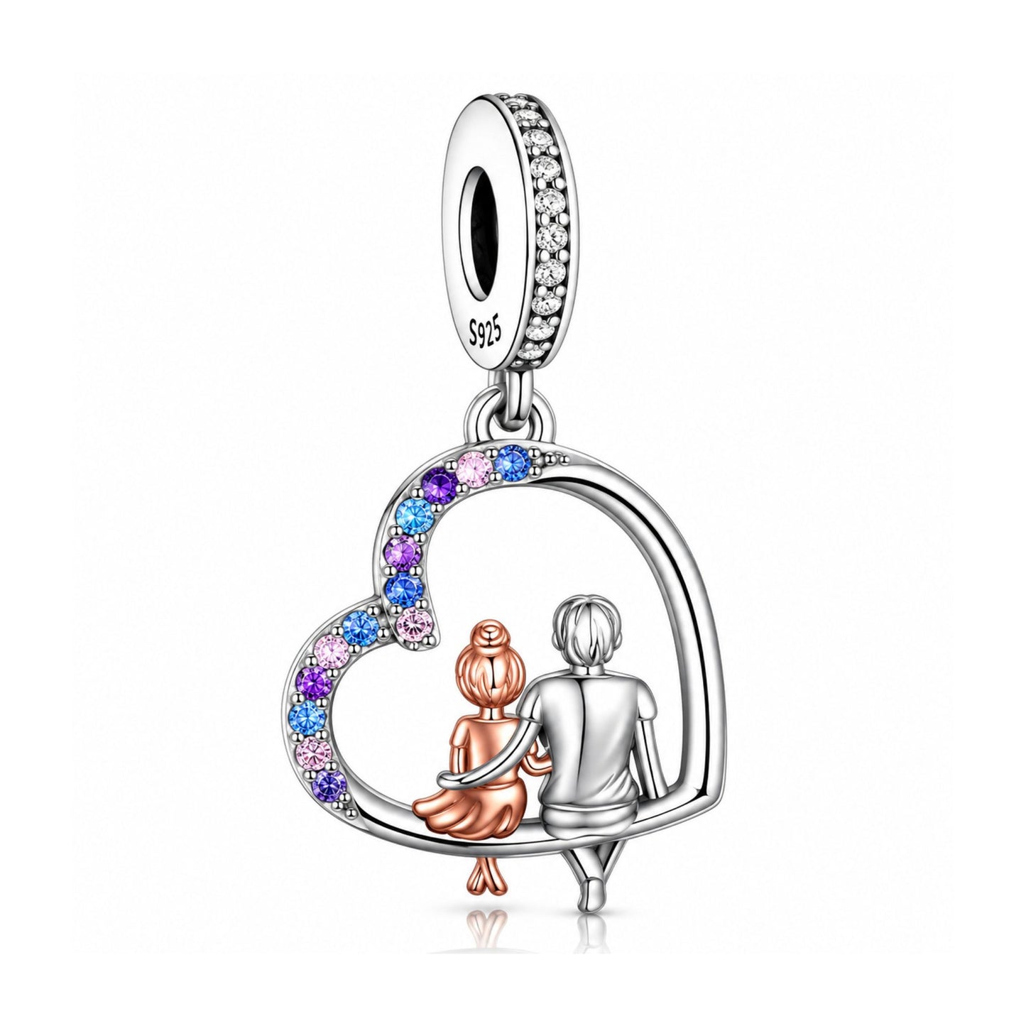 Father Daughter Best Friend Forever Dangle Sterling Silver Charm Hallmarked S925 for Charm Bracelet and Necklace