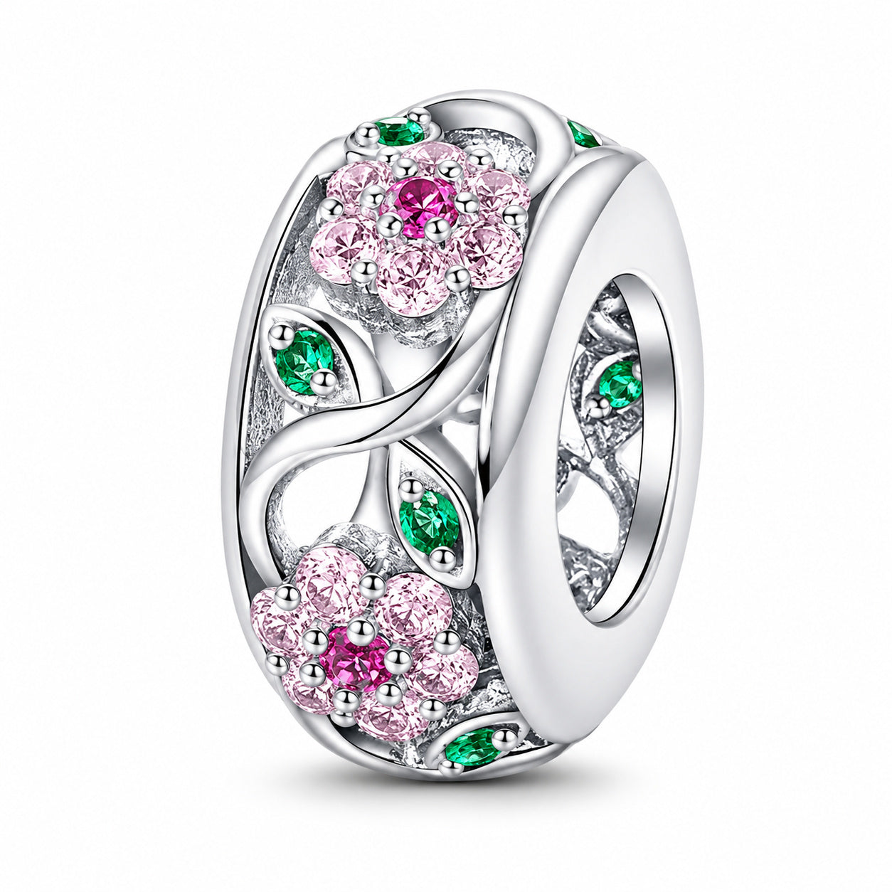 Floral Spacer Charm Hallmarked S925 for Charm Bracelet and Necklace