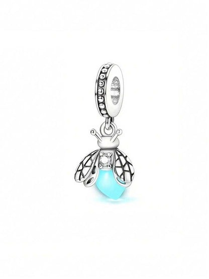Fluorescent Firefly Sterling Silver Charm Hallmarked S925 for Charm Bracelet and Necklace
