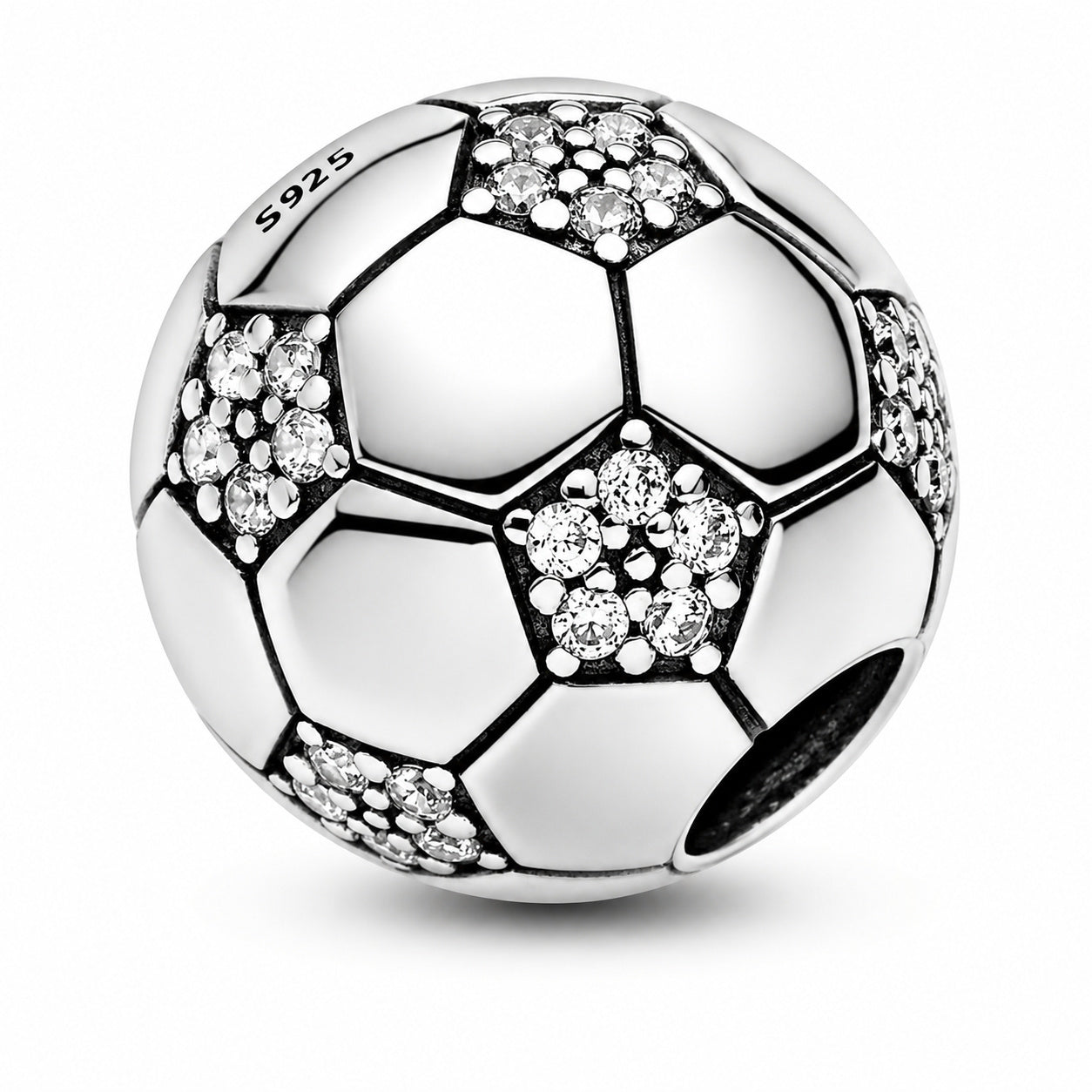 Football Bead With Bow Sterling Silver Charm Hallmarked S925 for Charm Bracelet and Necklace