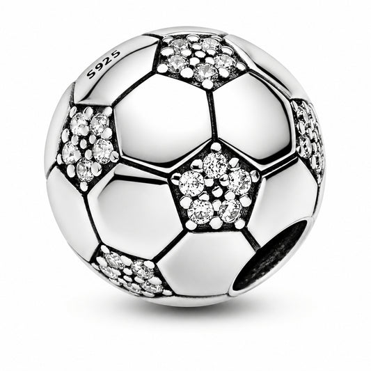 Football Bead With Bow Sterling Silver Charm Hallmarked S925 for Charm Bracelet and Necklace