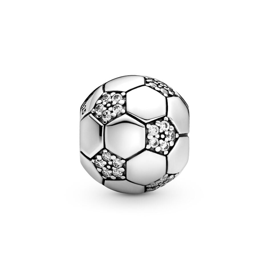Football Bead With Bow Sterling Silver Charm Hallmarked S925 for Charm Bracelet and Necklace