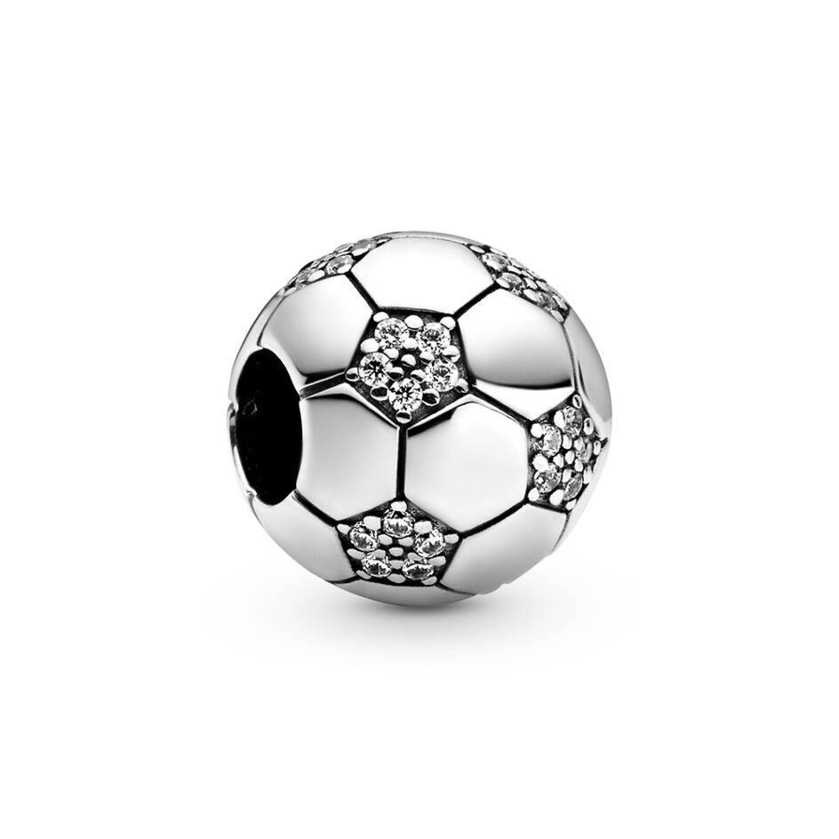 Football Bead With Bow Sterling Silver Charm Hallmarked S925 for Charm Bracelet and Necklace