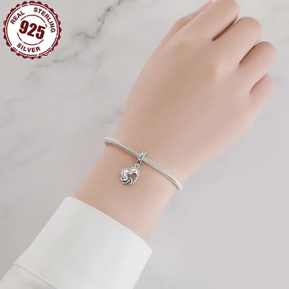 Forever Hearts Dangle Sterling Silver Charm Hallmarked S925 for Charm Bracelet and Necklace
