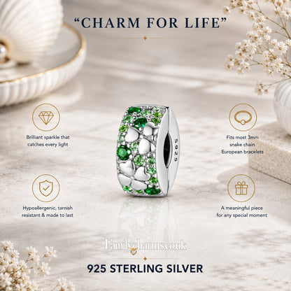 Four Leaf Clover Clip Sterling Silver Charm Hallmarked S925 for Charm Bracelet and Necklace