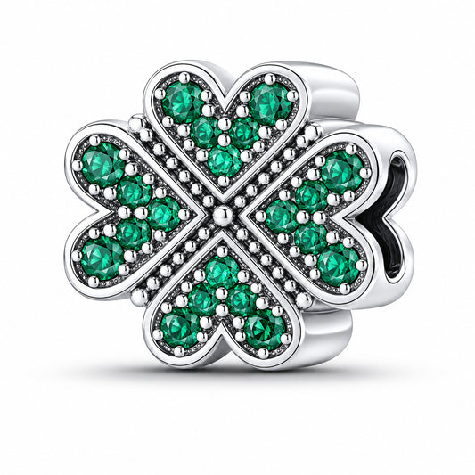 Four Leaf Clover Sterling Silver Charm Hallmarked S925 for Charm Bracelet and Necklace