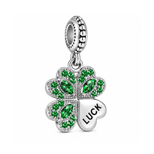 Four Leaf Clover Good Luck Sterling Silver Charm Hallmarked S925 for Charm Bracelet and Necklace