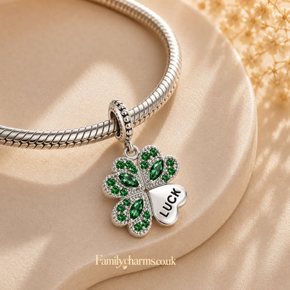 Four Leaf Clover Good Luck Sterling Silver Charm Hallmarked S925 for Charm Bracelet and Necklace