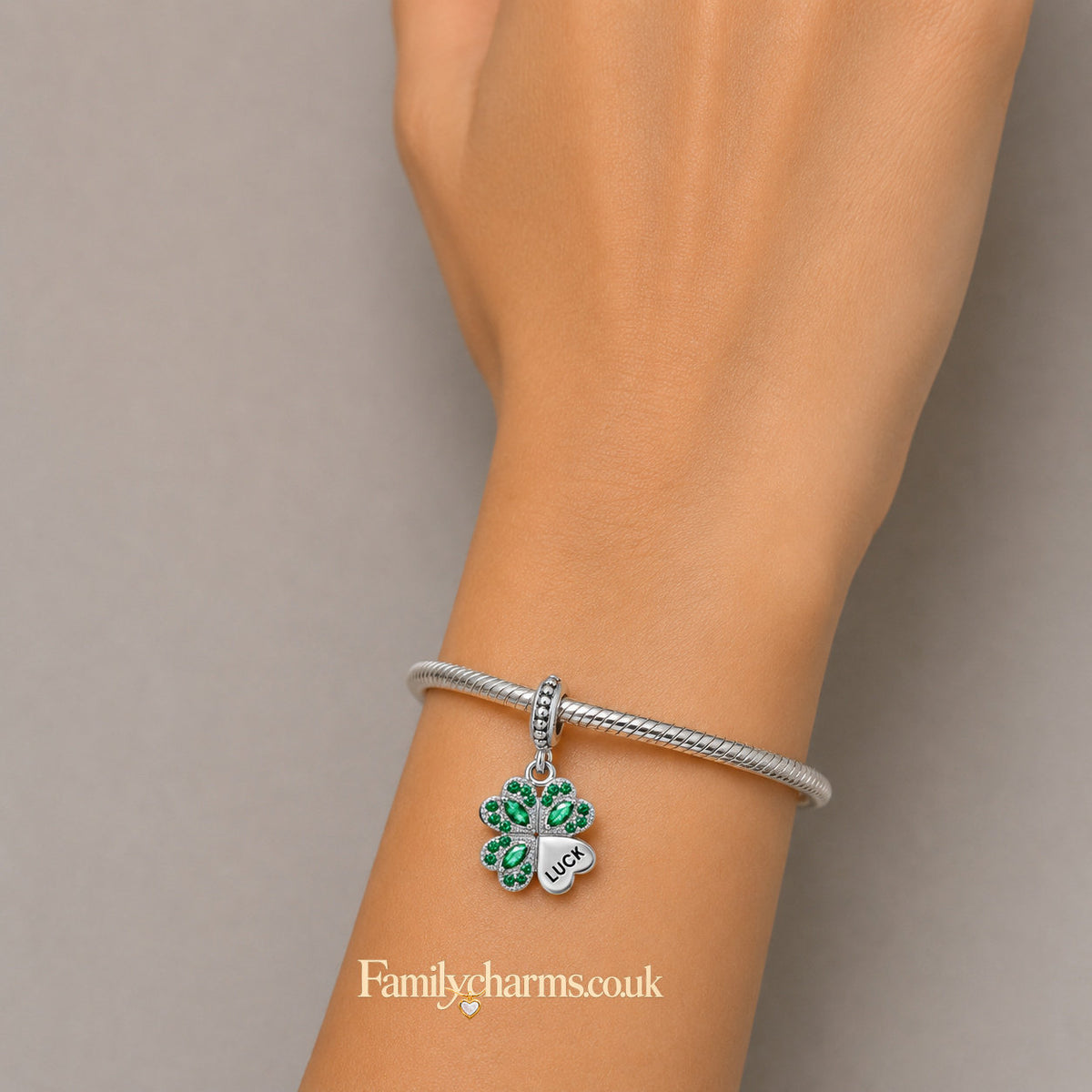 Four Leaf Clover Good Luck Sterling Silver Charm Hallmarked S925 for Charm Bracelet and Necklace