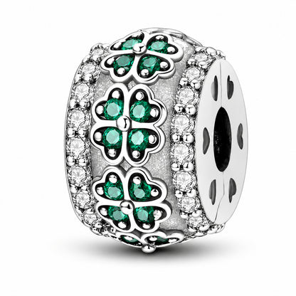 Four Leaves Clover Clip Sterling Silver Charm Hallmarked S925 for Charm Bracelet and Necklace