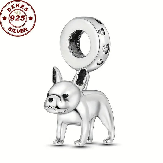 French Bulldog Dangle Sterling Silver Charm Hallmarked S925 for Charm Bracelet and Necklace