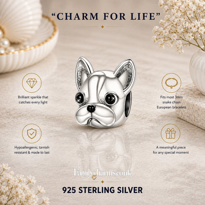 French Bulldog Sterling Silver Charm Hallmarked S925 for Charm Bracelet and Necklace