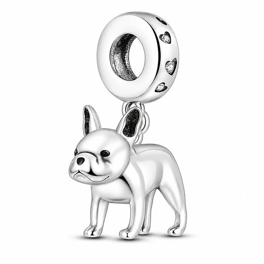 French Bulldog Dangle Sterling Silver Charm Hallmarked S925 for Charm Bracelet and Necklace