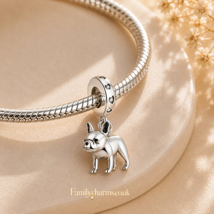 French Bulldog Dangle Sterling Silver Charm Hallmarked S925 for Charm Bracelet and Necklace