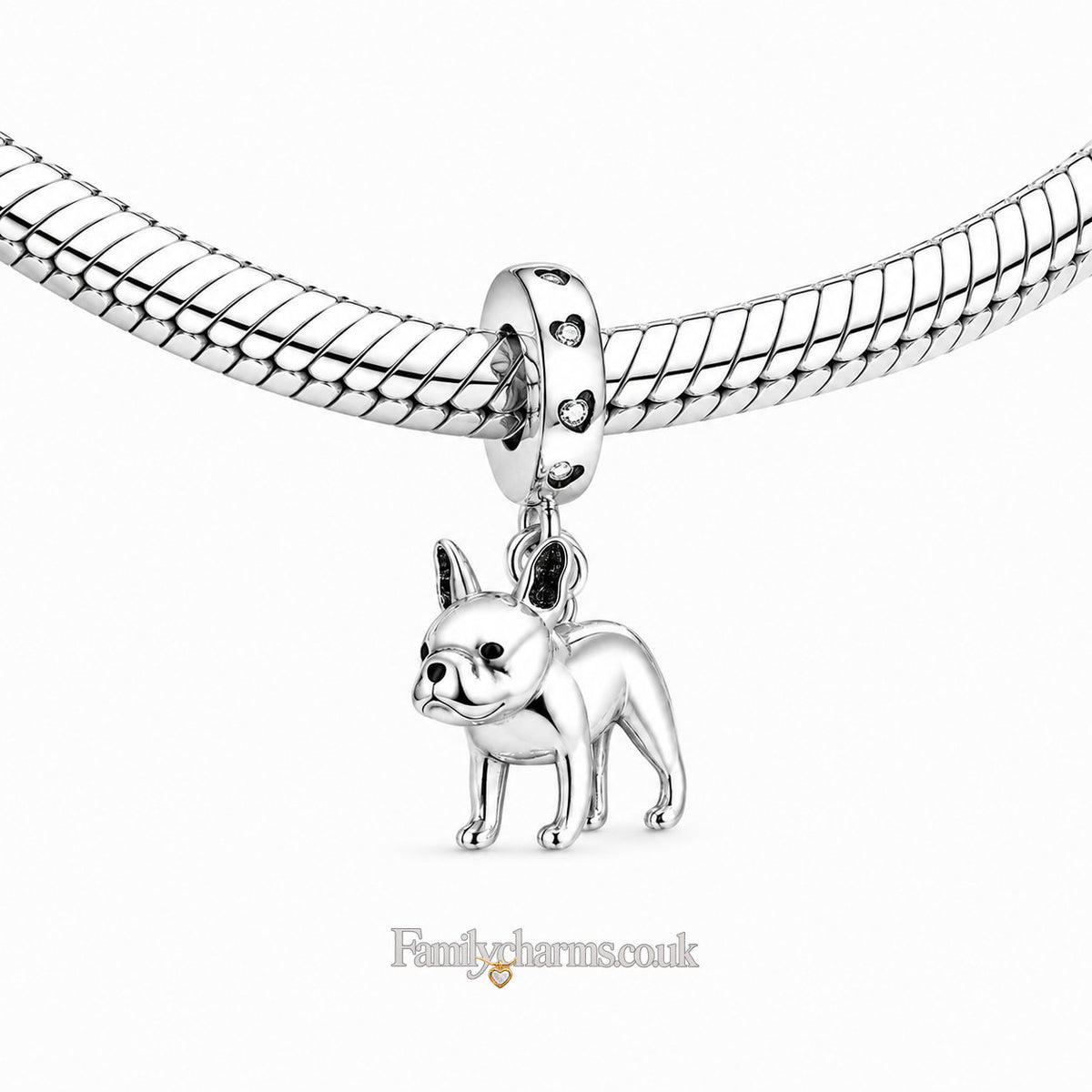 French Bulldog Dangle Sterling Silver Charm Hallmarked S925 for Charm Bracelet and Necklace