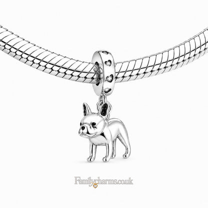 French Bulldog Dangle Sterling Silver Charm Hallmarked S925 for Charm Bracelet and Necklace