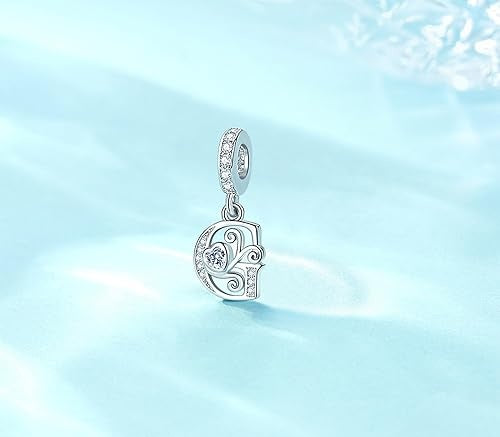Classic Alphabet Letters A to Z Sterling Silver Dangle Charm Hallmarked S925 for Charm Bracelet and Necklace