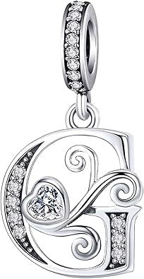 Classic Alphabet Letters A to Z Sterling Silver Dangle Charm Hallmarked S925 for Charm Bracelet and Necklace