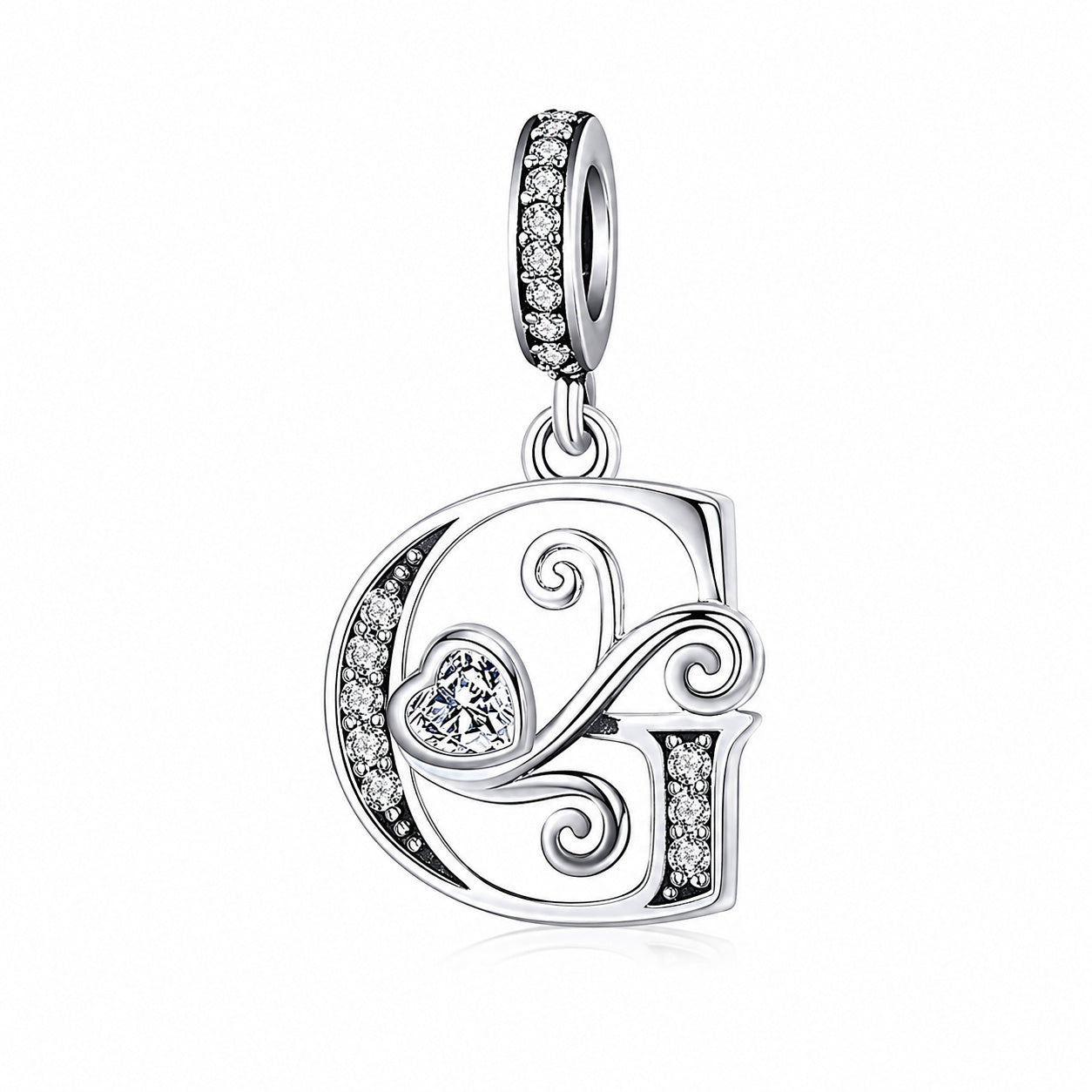 Classic Alphabet Letters A to Z Sterling Silver Dangle Charm Hallmarked S925 for Charm Bracelet and Necklace
