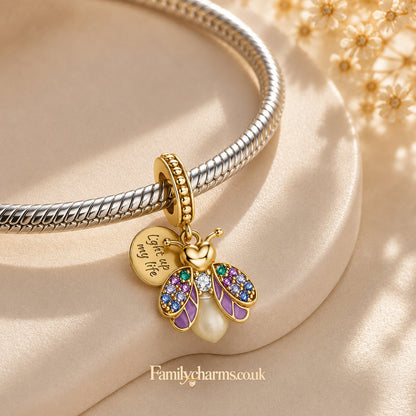 Glow-in-the-Dark Firefly Pendant Charm Hallmarked S925 for Charm Bracelet and Necklace