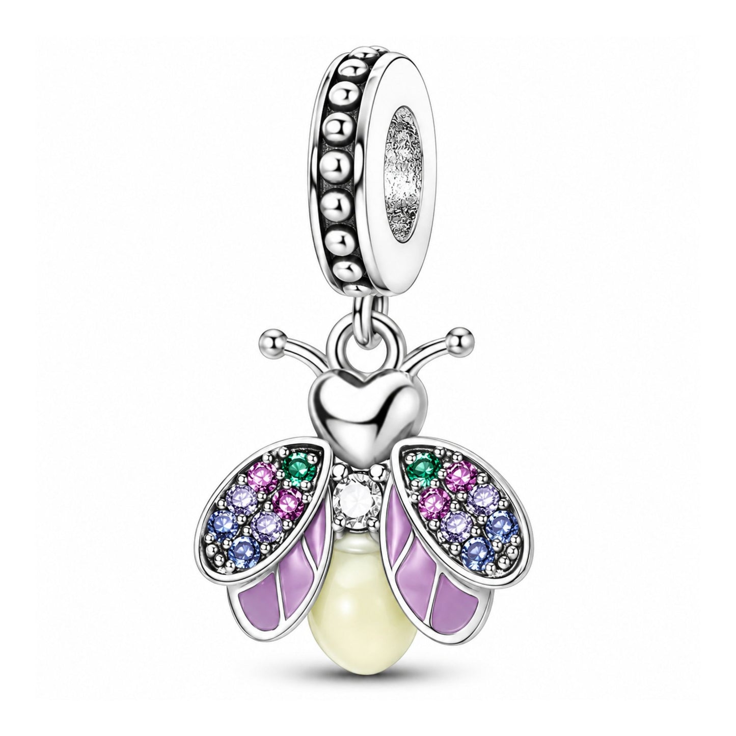 Glow-in-the-Dark Firefly Sterling Silver Charm Hallmarked S925 for Charm Bracelet and Necklace